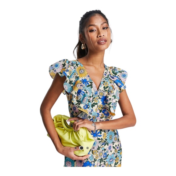 TopShop Mix and Match Stripe and Floral MIDI Dress - Picture 7 of 12